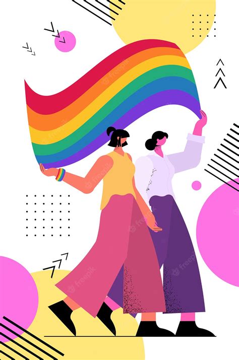 pareja de lesbianas sosteniendo la bandera del arco iris amor transgénero concepto de comunidad