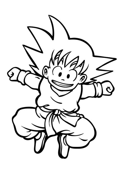 Goku Saltando Divertido Para Colorear Imprimir E Dibujar Coloringonly Com