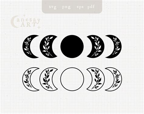 Moon Phases Svg Floral Moon Svg File For Cricut Celestial Svg Etsy Canada