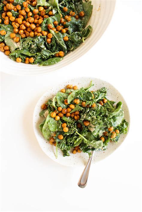 Vegan Caesar Kale Salad And Roasted Chickpeas The Wheatless Kitchen