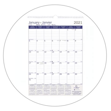 Duraglobe™ Monthly Wall Calendar 2021 Mbc