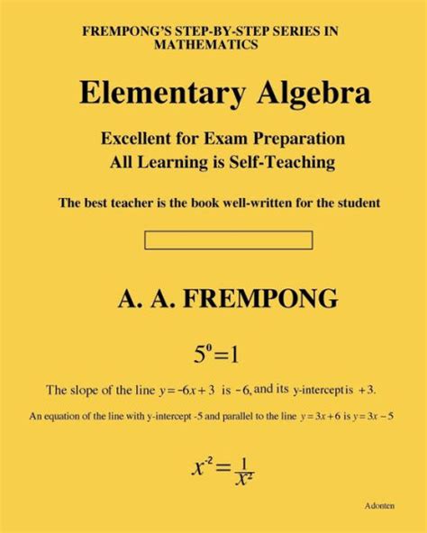 Elementary Algebra By A A Frempong Paperback Barnes And Noble