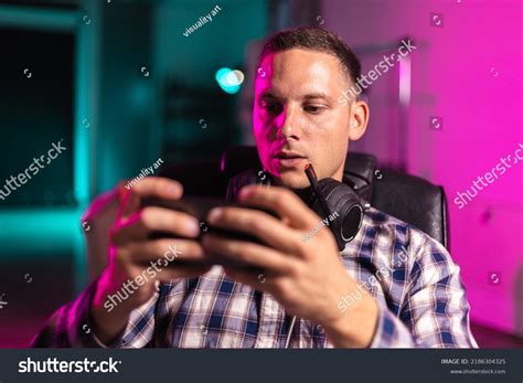 Young Gamer Playing Video Game On Stock Photo 2186304325 Shutterstock