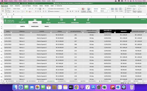 Planilha De Controle De Vendas E Comiss Es Completa Em Excel Mac Vizual Planilhas