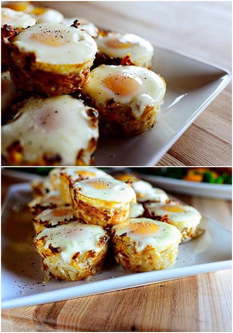 Step 3 bake in the preheated oven until hash browns are browned on the edges and cheese has melted, 15 to 18 minutes. Eggs in Hash Brown Nests - assf