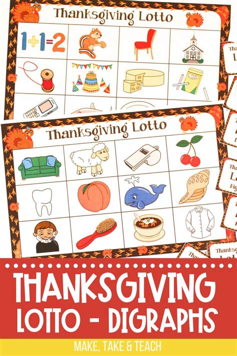 Thanksgiving Lotto Activities For Cvc Words And Digraphs Make Take