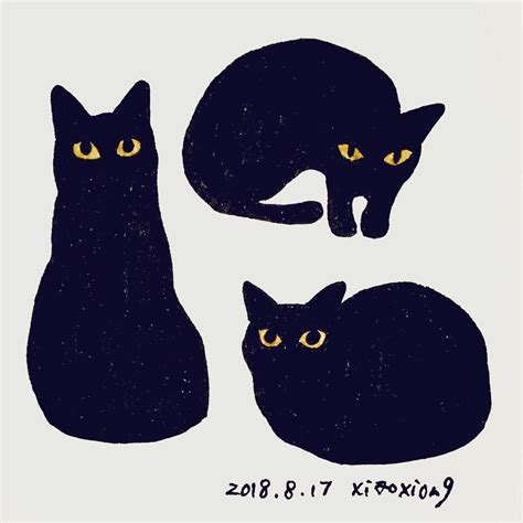 Drawing Illustration Catdrawing Cats Black Black Cat Art Black