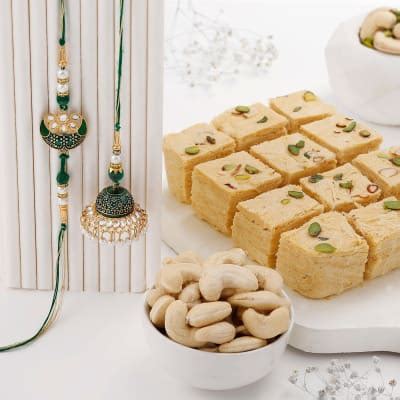 Bhai Bhabhi Rakhi Set With Sweets Gift Send Rakhi Gifts Online
