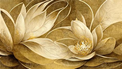 Amazing Luxurious Background Design With Golden Lotus Lotus Flowers