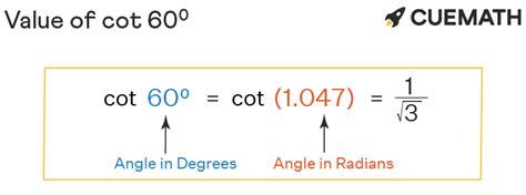 Cot 60 Degrees Find Value Of Cot 60 Degrees Cot 60°