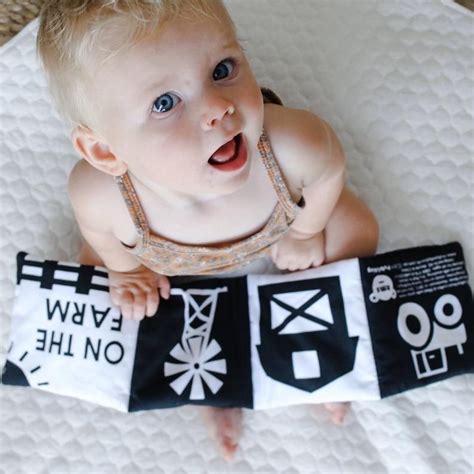 High Contrast Luxe Baby Book On The Farm Black And White Etsy Baby