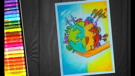 STOP POLLUTION SAVE EARTH Poster Step By Step Oil Pastel Drawing For