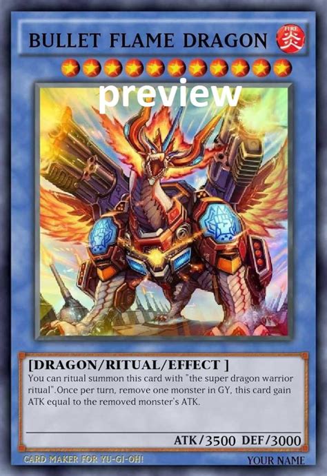 Bullet Flame Dragon Orica Custom Card Obelisk Tormentor Winged Etsy