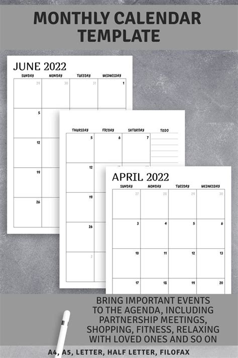 Printable Calendar Monthly 2022 2023 Month On Two Page Planner