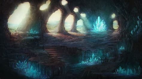 Artstation Crystal Cave Henry Ledesma Fantasy Landscape Crystal