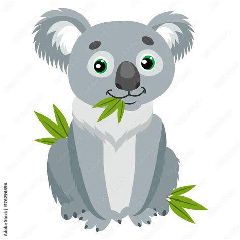 Vetor Do Stock Koala Bear On Green Leaves Australian Animal Funniest