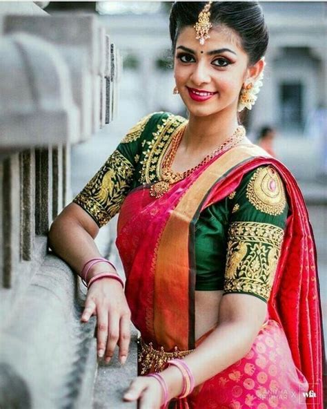 Deep Fuschia Kanchipuram Silk With Golden Zari Wedding Blouse Designs