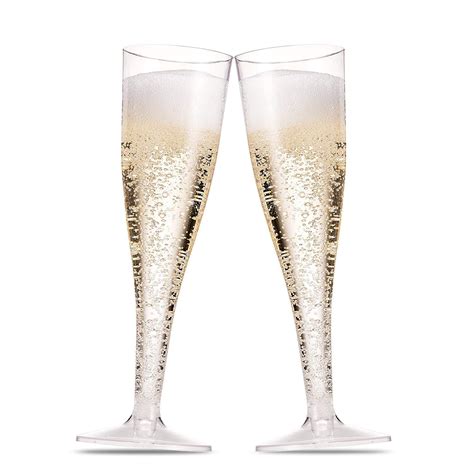 Clear Glass Height 16 Cm Champagne Flutes Pack Of 50 Disposable Plastic