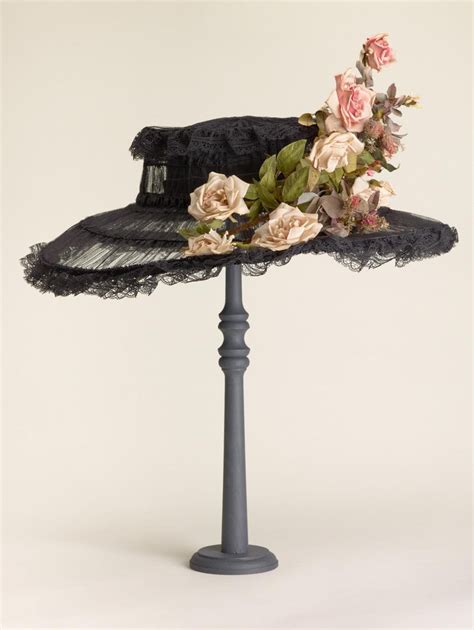 1910 Womans Silk Lace With Cotton Flowers And Leaves Hat By Georgette