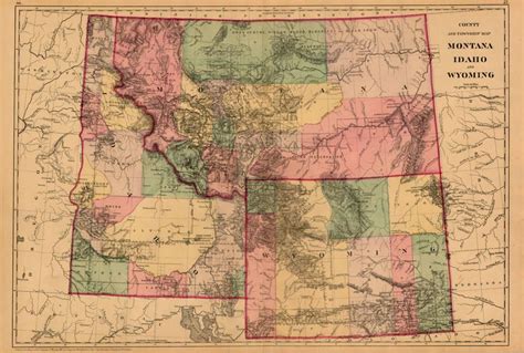 Samuel Augustus Mitchell Jr County And Township Map Montana Idaho
