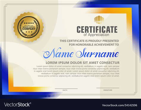 Modern Certificate Template Background Royalty Free Vector