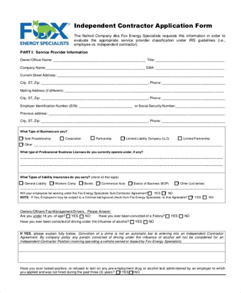 Many employers realize that it is not a good idea to pay contractors on a 1099, but believe that if the worker is incorporated, it is okay. FREE 9+ Sample Independent Contractor Forms in MS Word ...