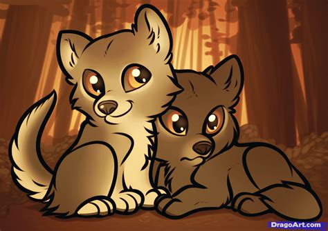 How To Draw Wolf Puppies Wolf Cubs Step By Step Forest Animals