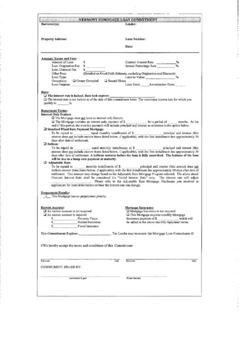 Feel free to leave us your comments at the end of the article if you need more information or have any question for us. Vermont Mortgage Loan Commitment printable pdf download