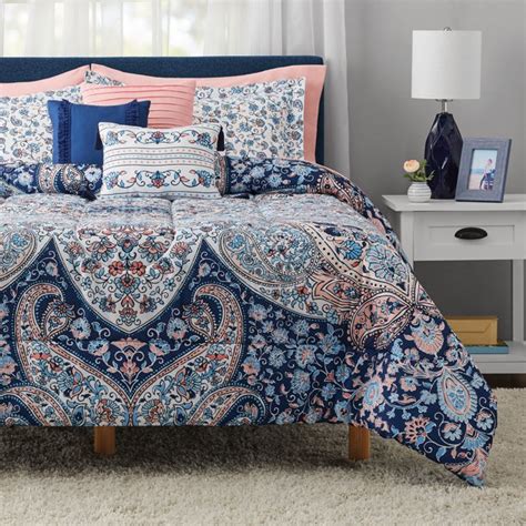 Mainstays Multicolor Medallion 10 Piece Bed In A Bag Comforter Set With
