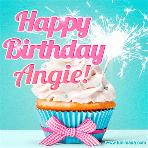 happy birthday angie elegang sparkling cupcake image