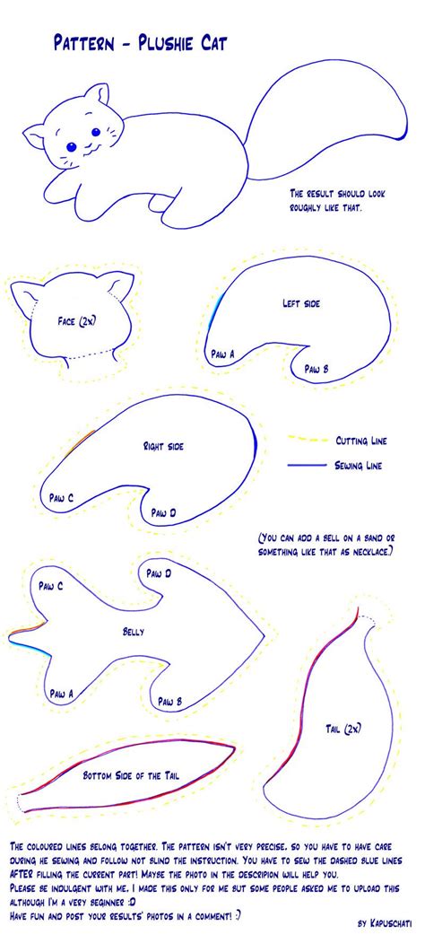 Printable Stuffed Cat Sewing Pattern Free