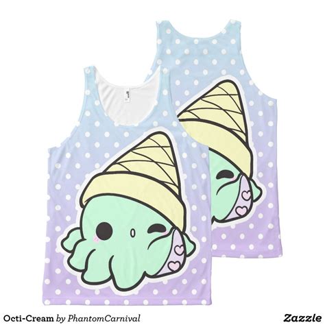 Octi Cream All Over Print Tank Top Cute Kawaii Chibi Baby Octopus Ice