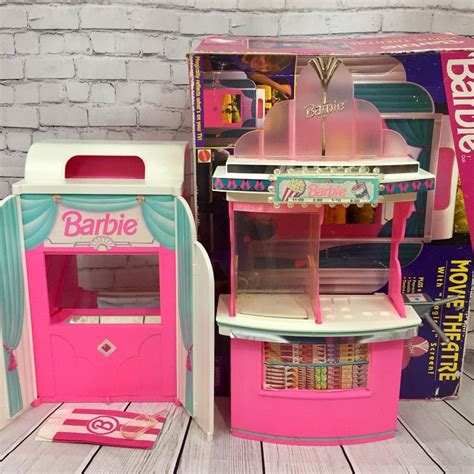 Vintage Barbie Mattel Movie Theater 1995 W Magical Screen Snack Bar