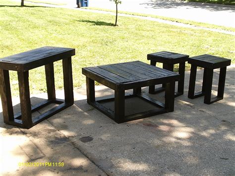 The square tabletop is made from solid poplar wood and is supported by a manufactured wood base with intricate moldings and a carved apron that's brimming with farmhouse charm. Handmade Rustic & Log Furniture: Rustic Coffee Table, Sofa Table, and 2 End Tables