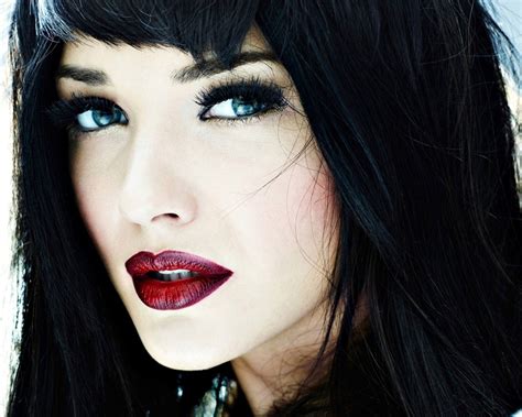 Beautiful Eyes And Lips With Dark Hairbeauty And Cosmetics Makeup Blue Eyes Black Hair