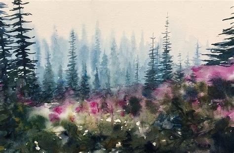 Pacific Northwest Watercolor Landscape Landscape Painting Pine
