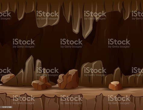 Cartoon Illustration Of The Cave With Stalactites Stock Illustration