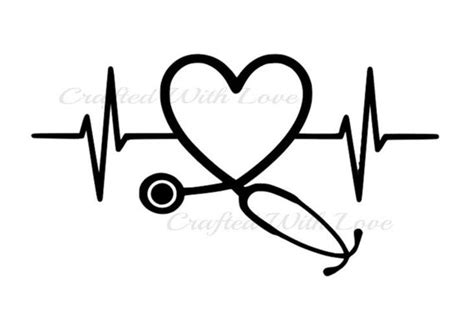 Ekg Stethoscope Heart Svg Etsy