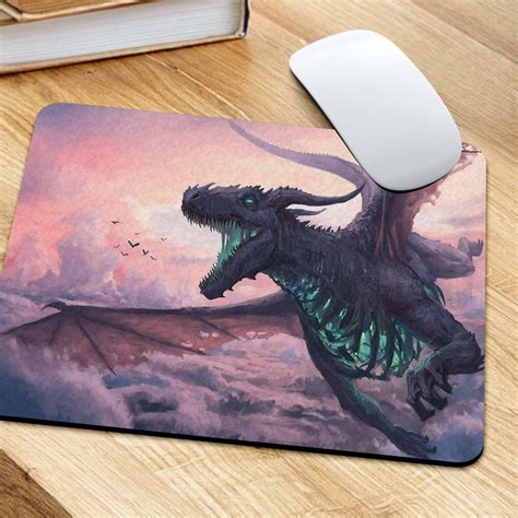 Flying Dragon Mouse Pad Fire Dragon Mouse Pad Dragon Desk Etsy