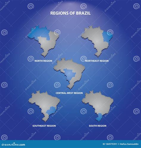 Regions Of Brazil Vector Illustration Decorative Design Stock