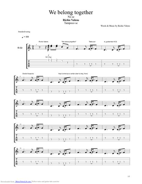 We Belong Together Guitar Pro Tab By Richie Valenz