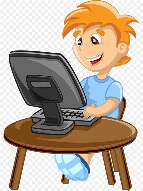 Kids Playing On Computer Clip Art