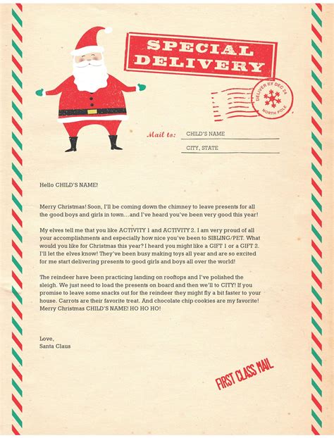 A letter from santa is such an exciting thing to happen for a child before the holidays. Santa Letter Templates | Santa letter template, Christmas ...