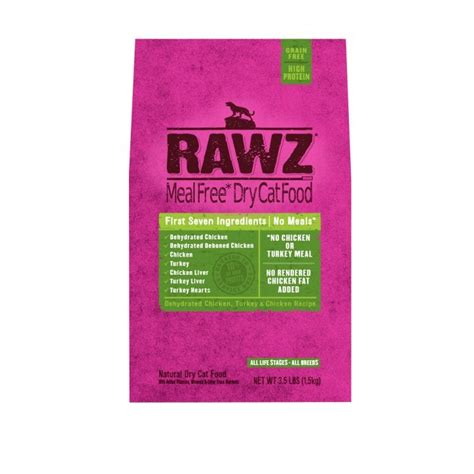 Feeding cats a raw meat diet also leaves too much room for variables, another reason she doesn't advocate such a diet. RAWZ Cat Grain Free Chicken 1.59Kg. Maddies Online