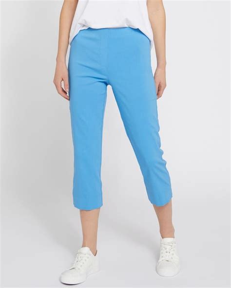 Dunnes Stores Blue Pull On Stretch Crop Trousers