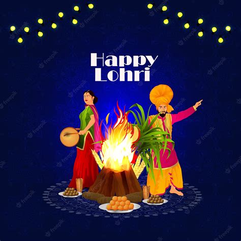 Premium Vector Happy Lohri Celebration Greeting Card And Background
