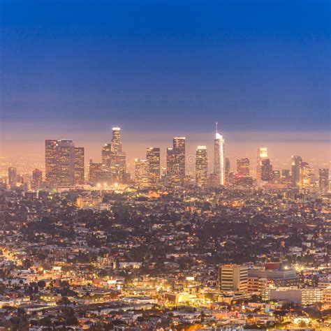 Los Angeles Downtown Sunset Editorial Image Image Of America Outdoor