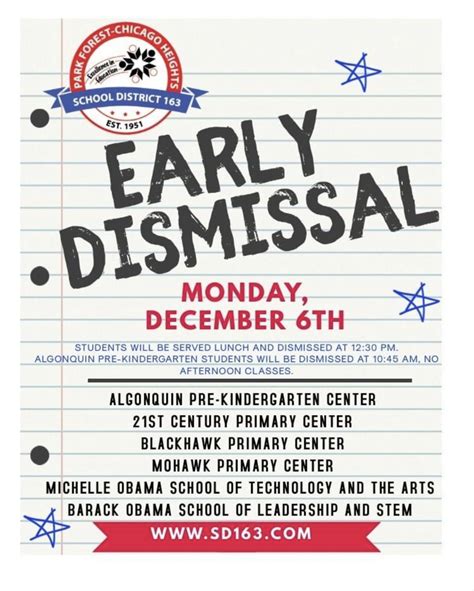 Early Dismissal Day December 6th 21st Century Primary Center