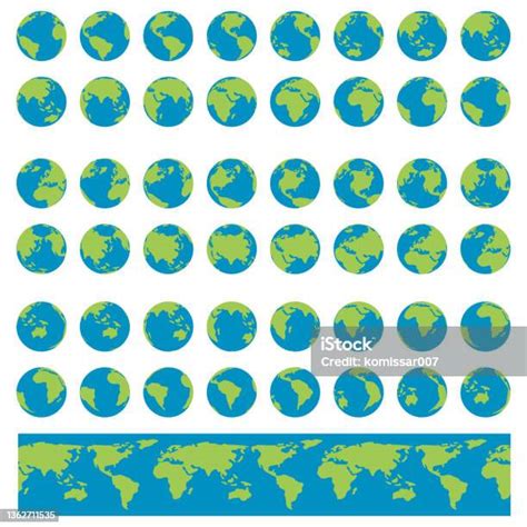 Earth Globes Set Planet Earth Turnaround Rotation At Different Angles