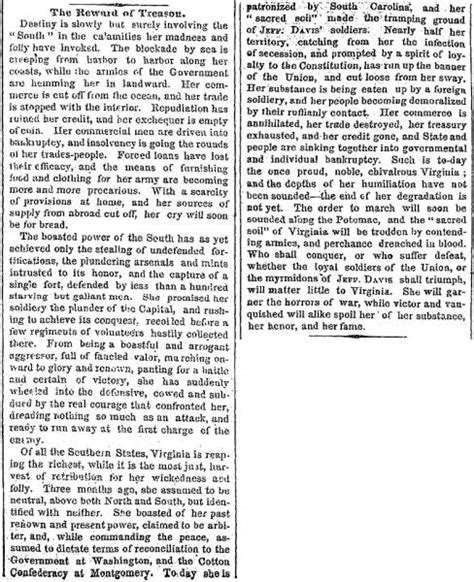 The Reward Of Treason New York Times May 16 1861 House Divided